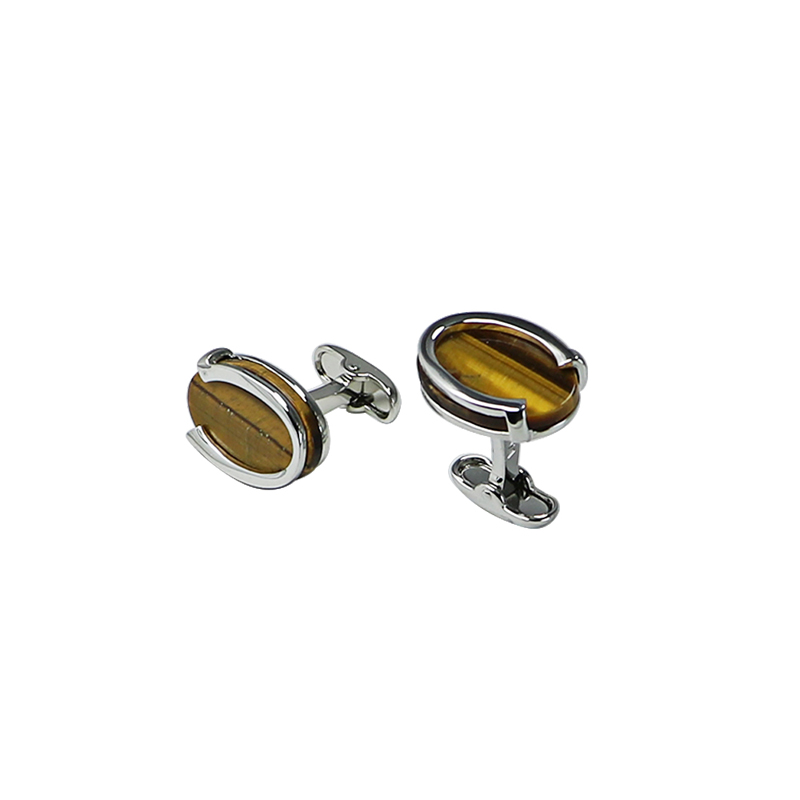 Tygr\'S Eye Oval U Shape Cuff Links